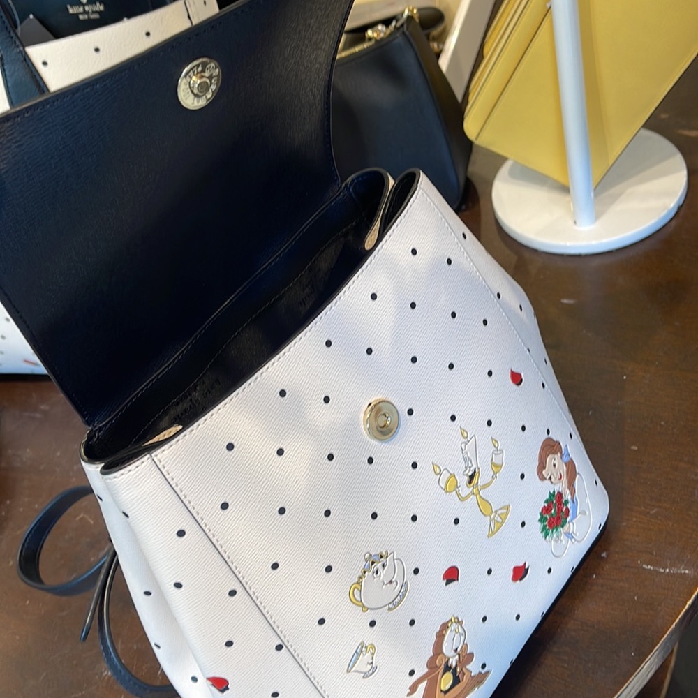 Disney X Kate Spade The Beauty Medium Flap Backpack 
Cream Multi 
NWT - Picture 4 of 16